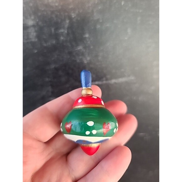 Vintage Christmas Spinning Tops Handpainted Toys USED Read Description - Picture 2 of 10
